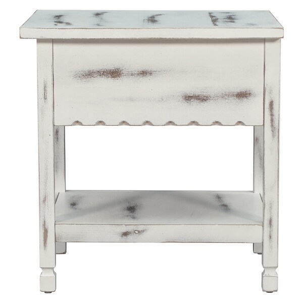 Classical BlackandWhite End Table with Open Styled Shelf