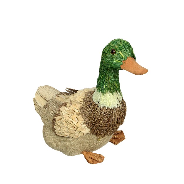 Tan Brown And Green Decorative Sitting Duck Spring Table Top Figure