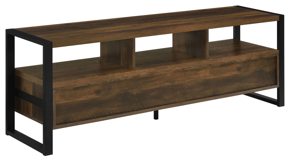 James 3 drawer Composite Wood 60 quotTV Stand Dark Pine   Modern   Entertainment Centers And Tv Stands   by Modon  Houzz