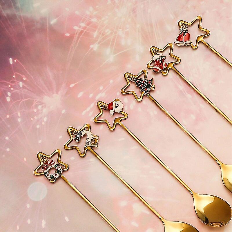 Jwl-stainless Steel Christmas Spoon Fork Cake Coffee Dessert Tea Ice Cream Stirring Spoon Cute Cartoon Teaspoon Dinnerware