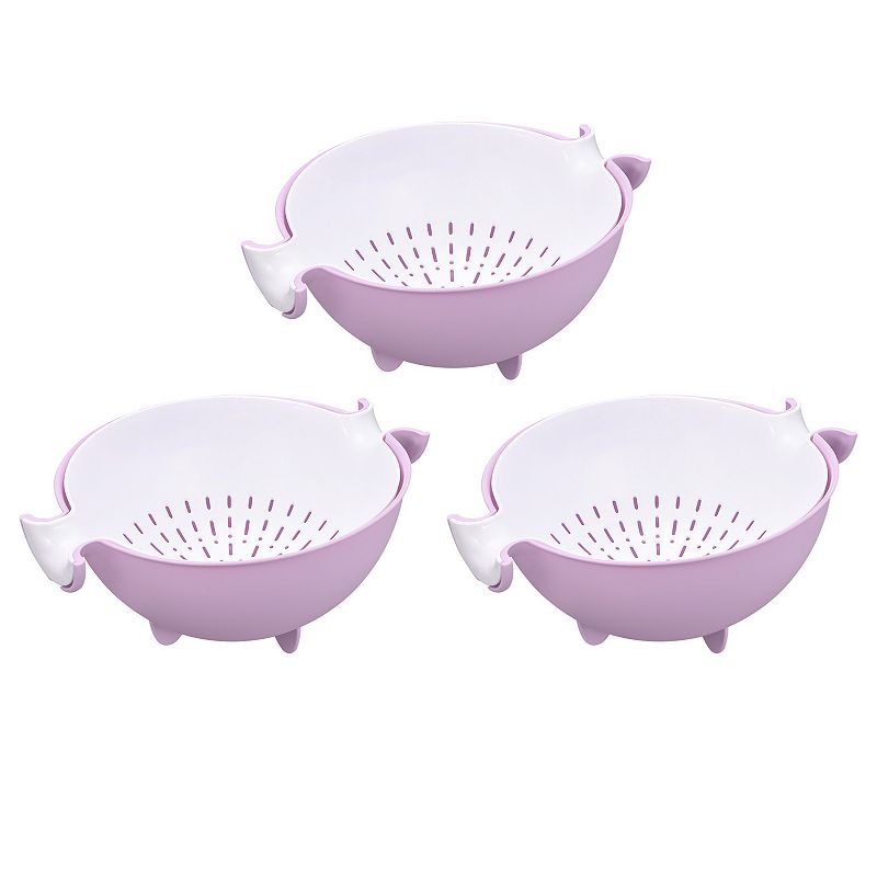 Kitchen Strainer Colander 3PCS， Plastic Food Strainer Washing Basket