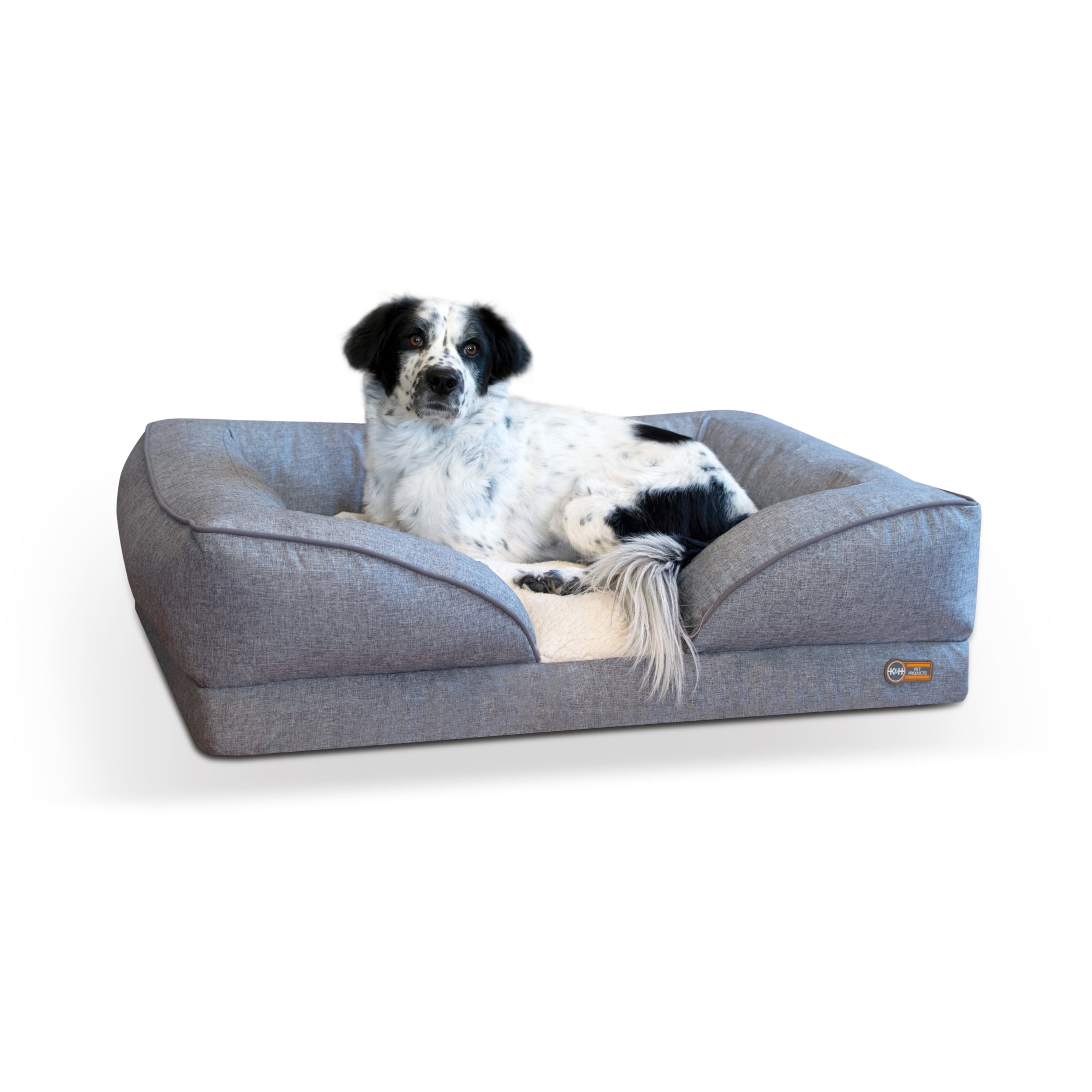 KandH Pet Products Pillow-Top Orthopedic Lounger Sofa Dog Bed Classy Gray Large 28 X 36 Inches