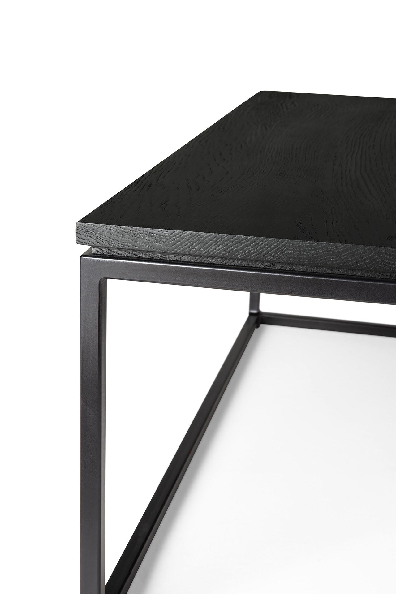 Oak Thin Black Coffee Table