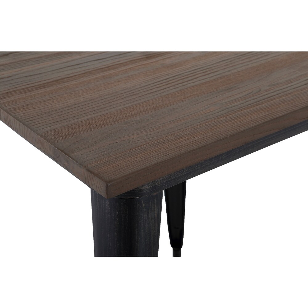 Brage Living Taproom 31 inch Elm Wood Top Square Metal Table