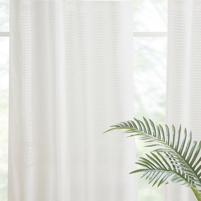 Madison Park 2-Pack Calista Yarn Dye Woven Linen Texture Sheer Rod Pocket Window Curtain Panels