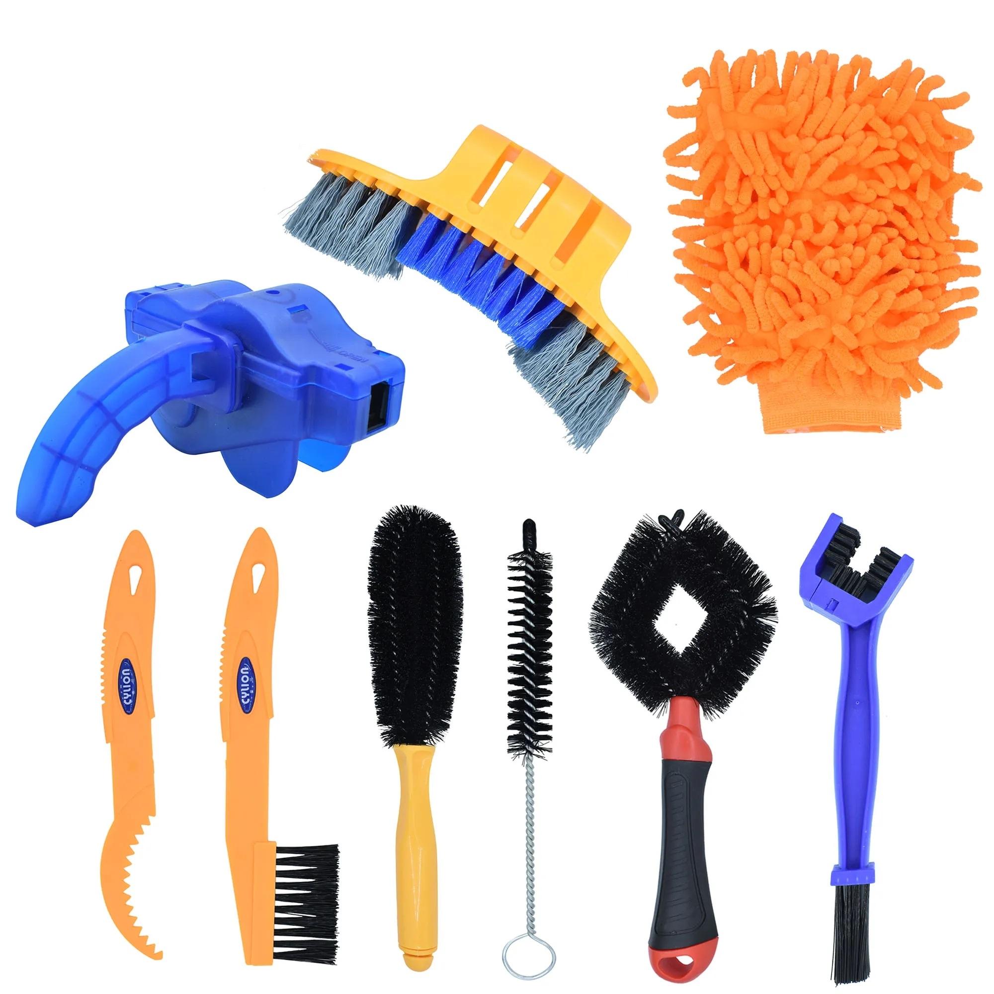 10 pcs Bicycle Chain Cleaner Portable Bike Brush Scrubber Wash Tool MTB Cycling Cleaning Kit Bike Maintenance tools