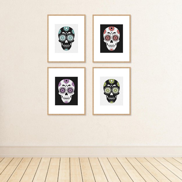 Big Dot Of Happiness Day Of The Dead Unframed Sugar Skull Linen Paper Wall Art Set Of 4 Artisms 8 X 10 Inches