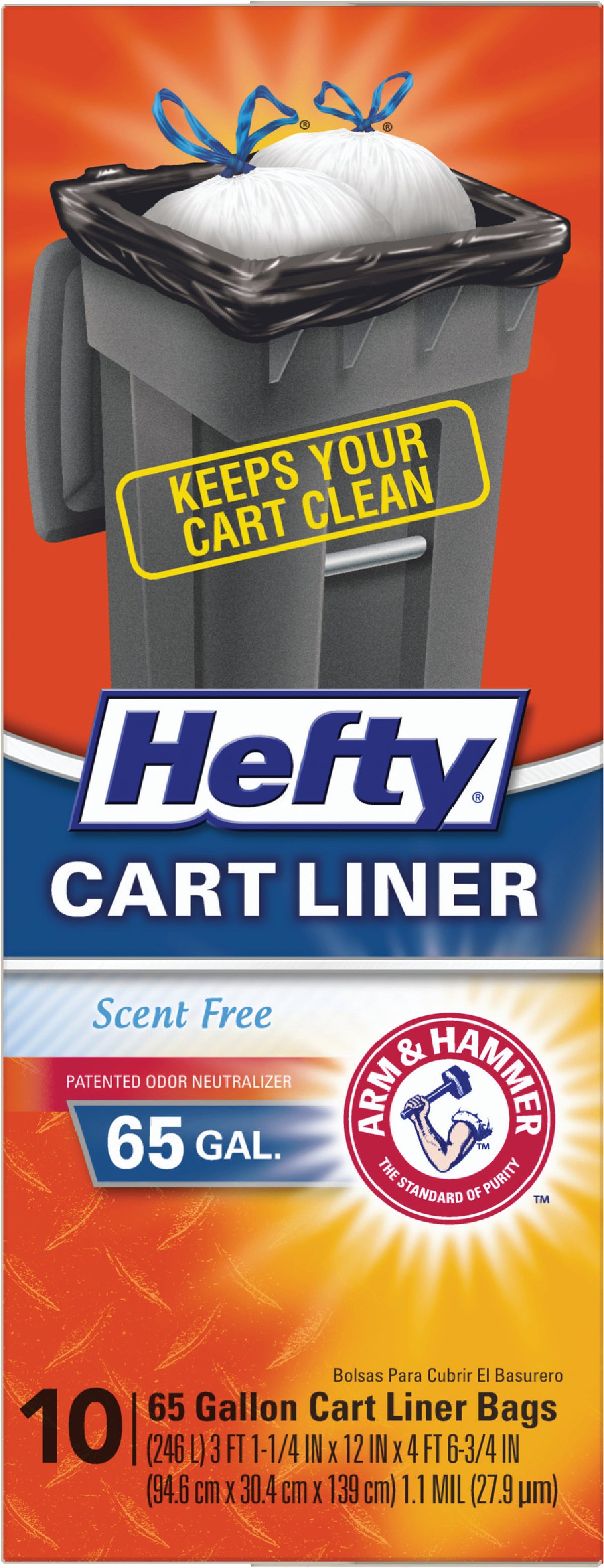 Hefty Cart Trash Liner 65 Gal. Black