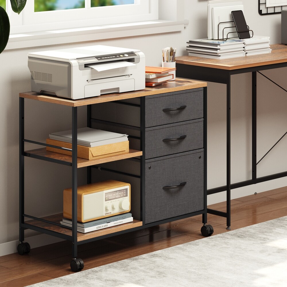 Modern 3 Drawer File Cabinet with 3 Shelves