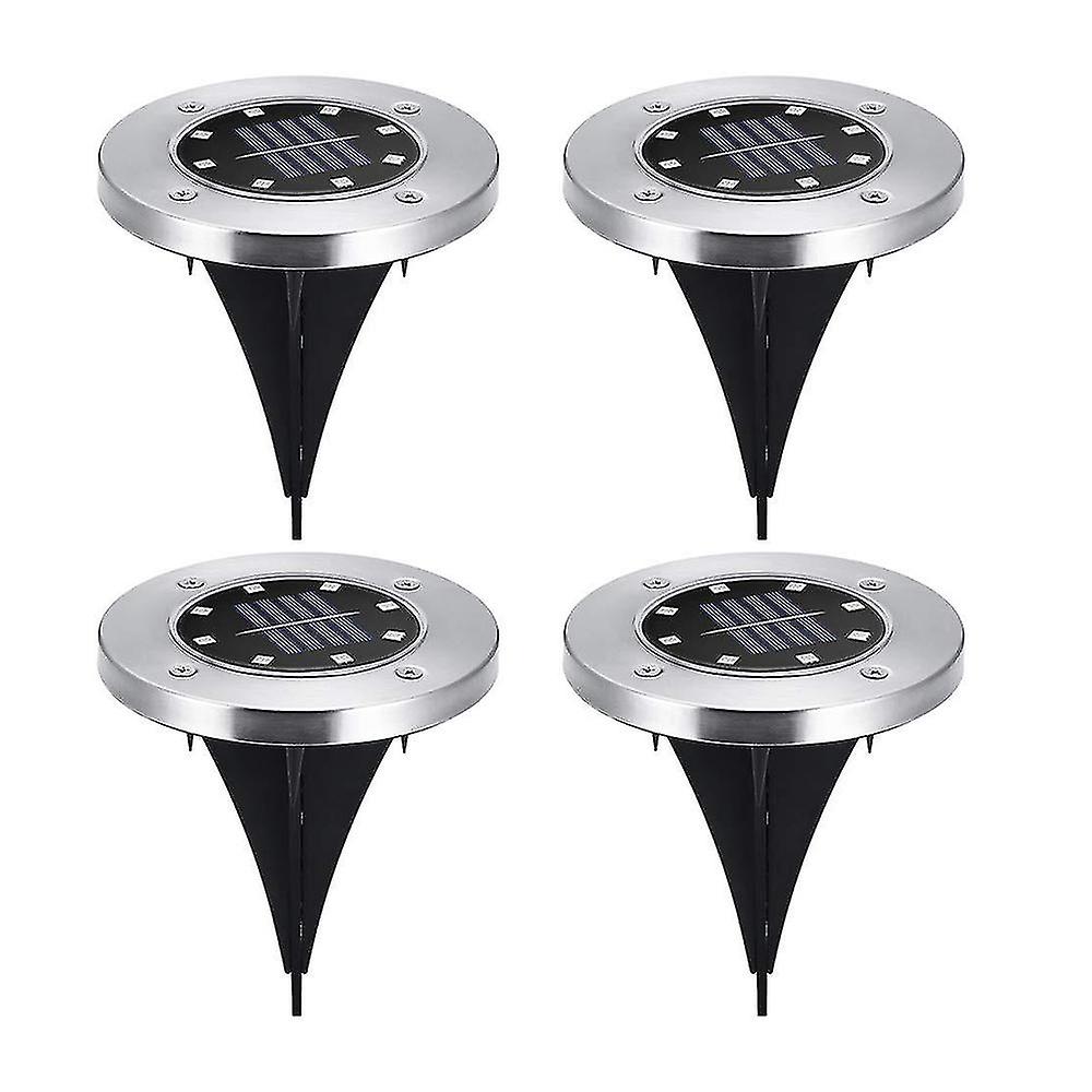 4 Pack Outdoor Solar Disc Lights Waterproof Ground Landscape Lighting Compatible With Garden Walkway Passage