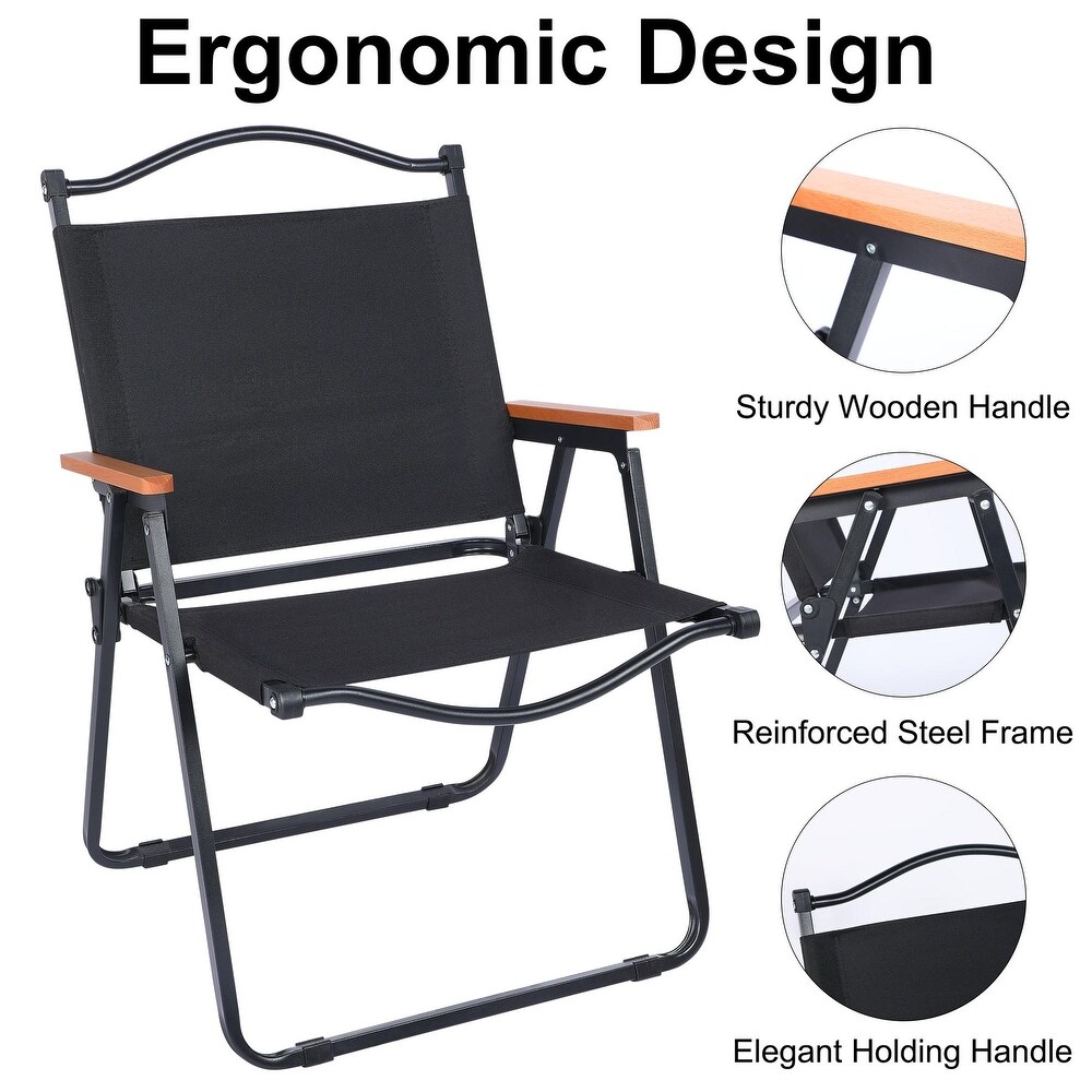 Outdoor Folding Camping Chair with Handle and Storage Bag 1 Piece L Size