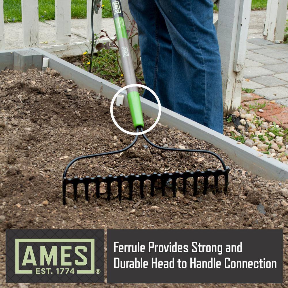 Ames 57.5 in. Fiberglass Handle 16-Tine Double Play Bow Rake 28252100