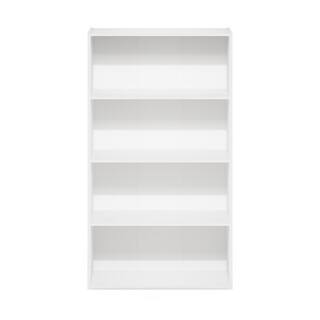 Furinno 23.6 in. White Wood 4-Shelf Standard Bookcase with Storage 11209WH