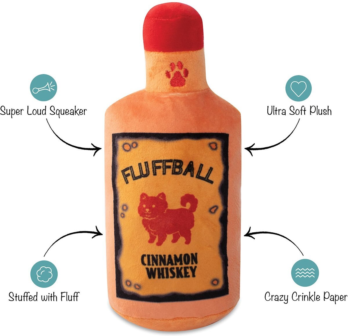 Pet Shop by Fringe Studio Fluffball Cinnamon Whisky Squeaky Plush Dog Toy