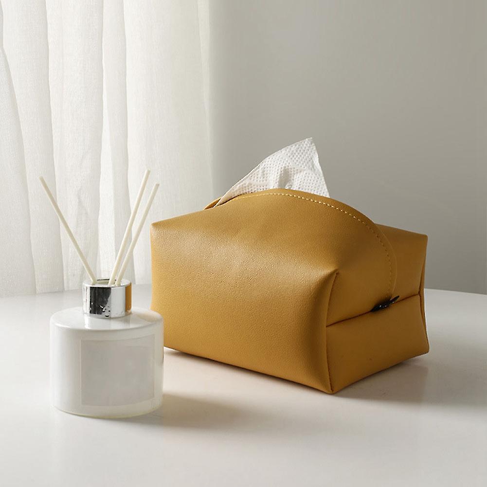 Car Leather Tissue Box Household Simple Napkin Paper Box Creative Tissue Box For Car Living Room Bedroom Study Bathroom Bedroom Dressing Table Orange