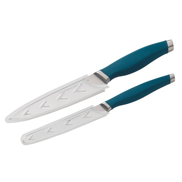 Rachael Ray 2pc Stainless Steel Utility Knife Set Teal