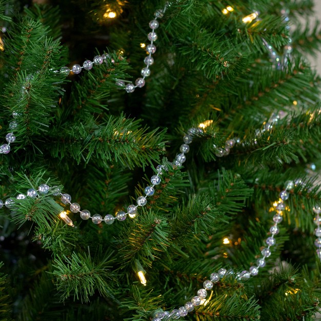 Clear Iridescent Beaded Artificial Christmas Garland Unlit