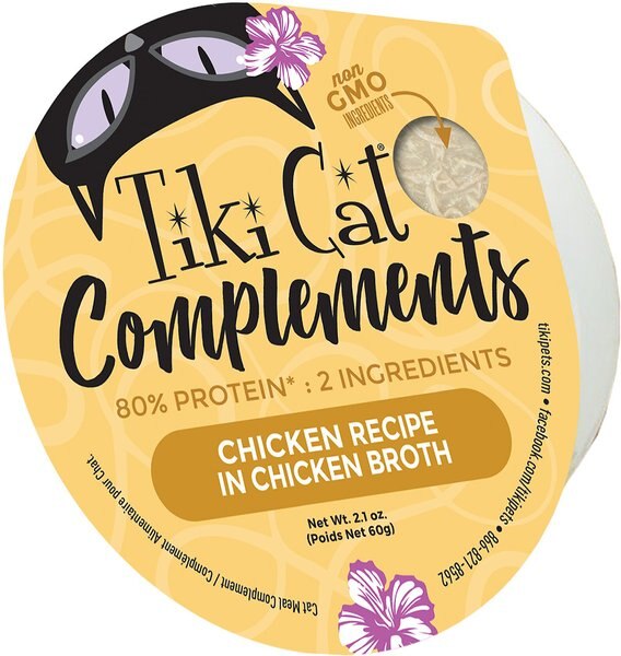 Tiki Cat Complements Chicken Recipe in Chicken Broth Wet Cat Food Topper， 2.1-oz， case of 8