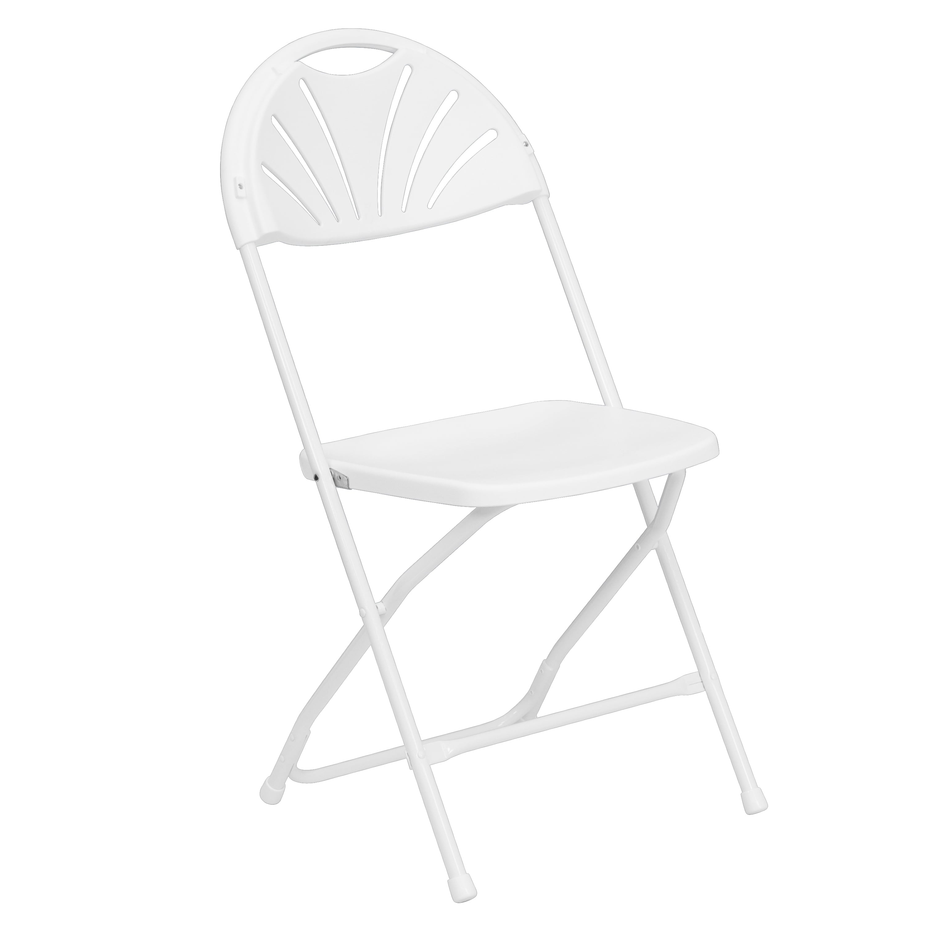 BizChair 8 Pack 650 lb. Capacity White Plastic Fan Back Folding Chair