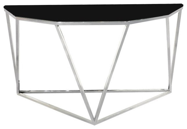 Angelico Sofa Table With 12Mm Smoked Glass Top and Polished Stainless Steel Base   Contemporary   Console Tables   by V.S.D Furniture  Houzz