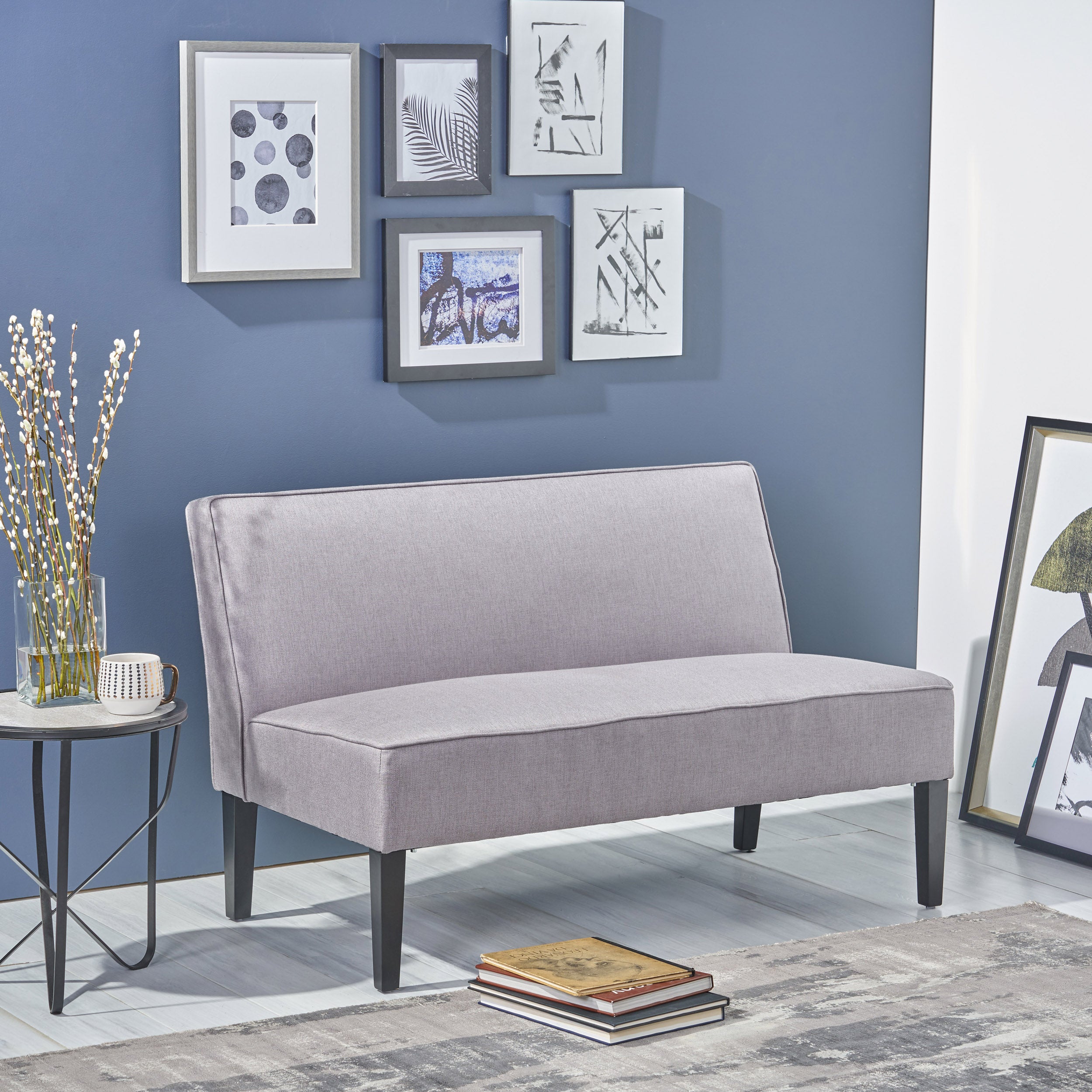 Charlotte Light Grey Fabric Settee