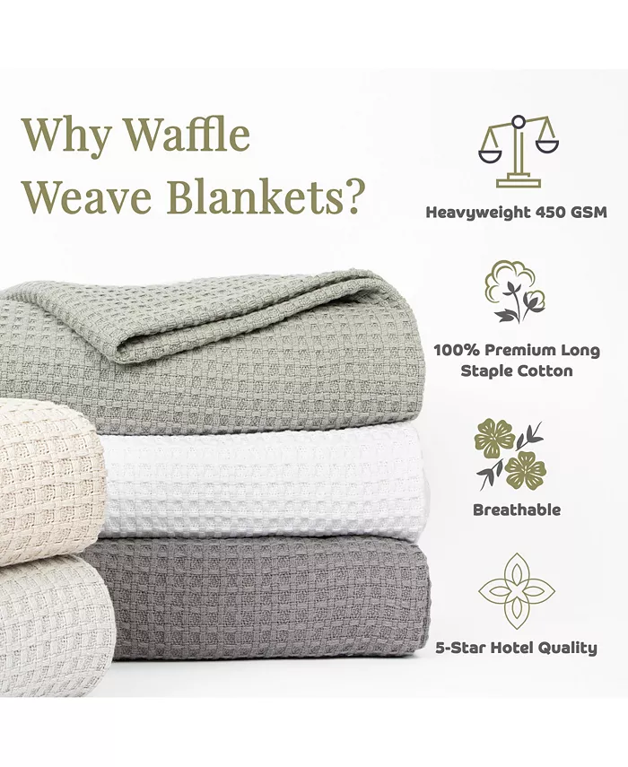 Aston and Arden Haryana Luxury Waffle Weave Cotton Bed Blanket， Queen Bed Size 90x90 in. (Color Options)， Warm Blanket for Bedrooms