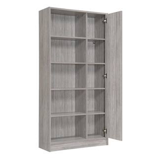 Noble House Amelia 64.80 in. Grey Wood 10-Shelf Standard Bookcase 13245