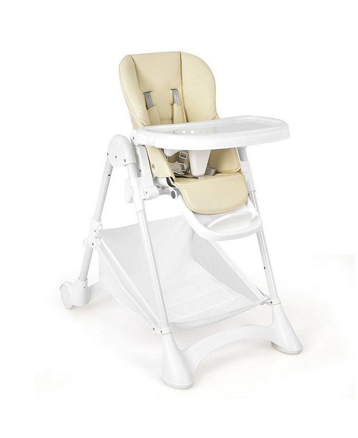 Costway Baby Convertible Folding Adjustable High Chair with Wheel Tray Storage Basket