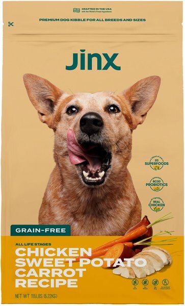 Jinx Chicken， Sweet Potato， Carrot Grain-Free Kibble Dry Dog Food， 11.5-lb bag