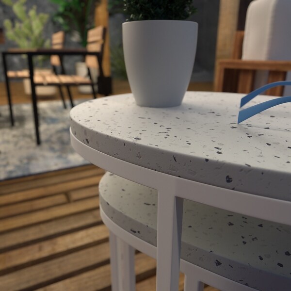 SEI Furniture Venido 2Piece White Stone Outdoor Nesting Side Tables