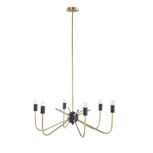 Alexis 6 light Two tone Chandelier Antique Brass black Hampton Hill