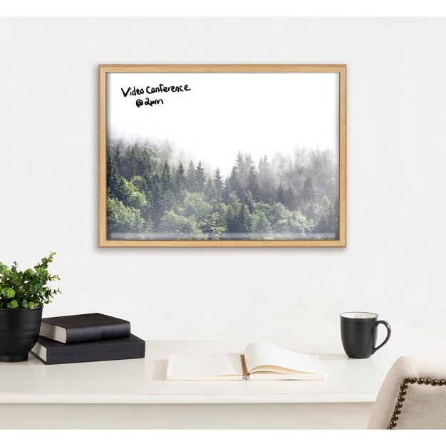 X 24 quot Blake Lush Green Forest On A Foggy Day Framed Printed Glass Natural Kate amp Laurel All Things Decor