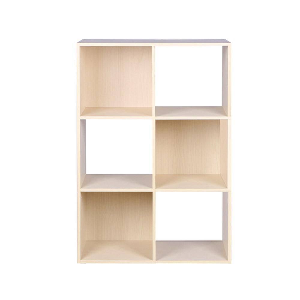 Home Basics Open and Enclosed Oak 6 MDF Cube Organizer HDC95102