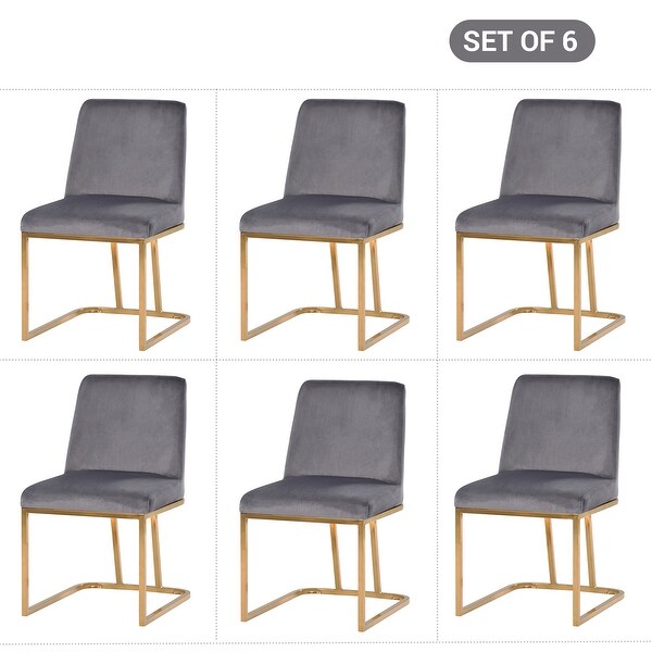 Set of 6 Upholstered Armless Velvet Dining Chairs