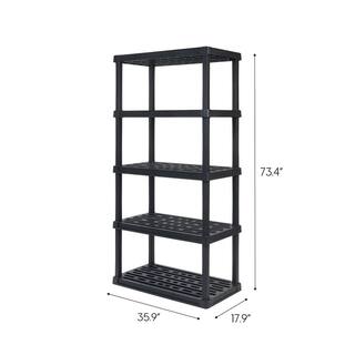 IRIS Plastic Rack Shelf with 5 Large Shelves Black 510003