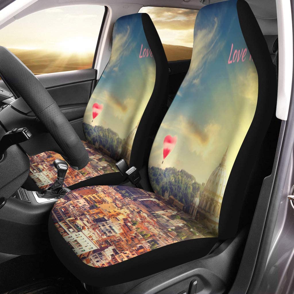 FMSHPON Set of 2 Car Seat Covers Valentine`S Day St Peter Cathedral in Rome at Universal Auto Front Seats Protector Fits for Car，SUV Sedan，Truck