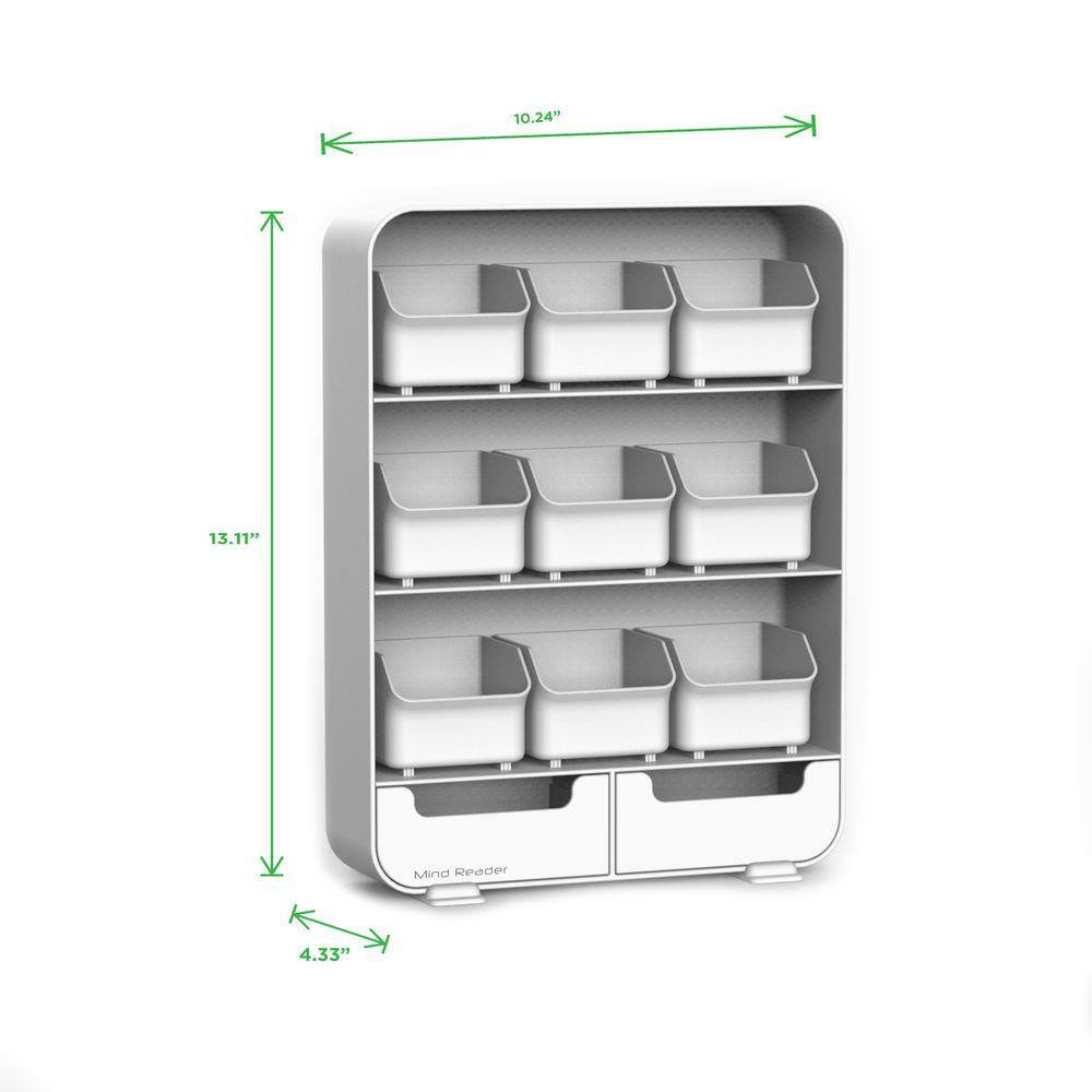 Mind Reader Baggy 9-Drawer 135-Bag White Tea Storage Holder tborg-wht