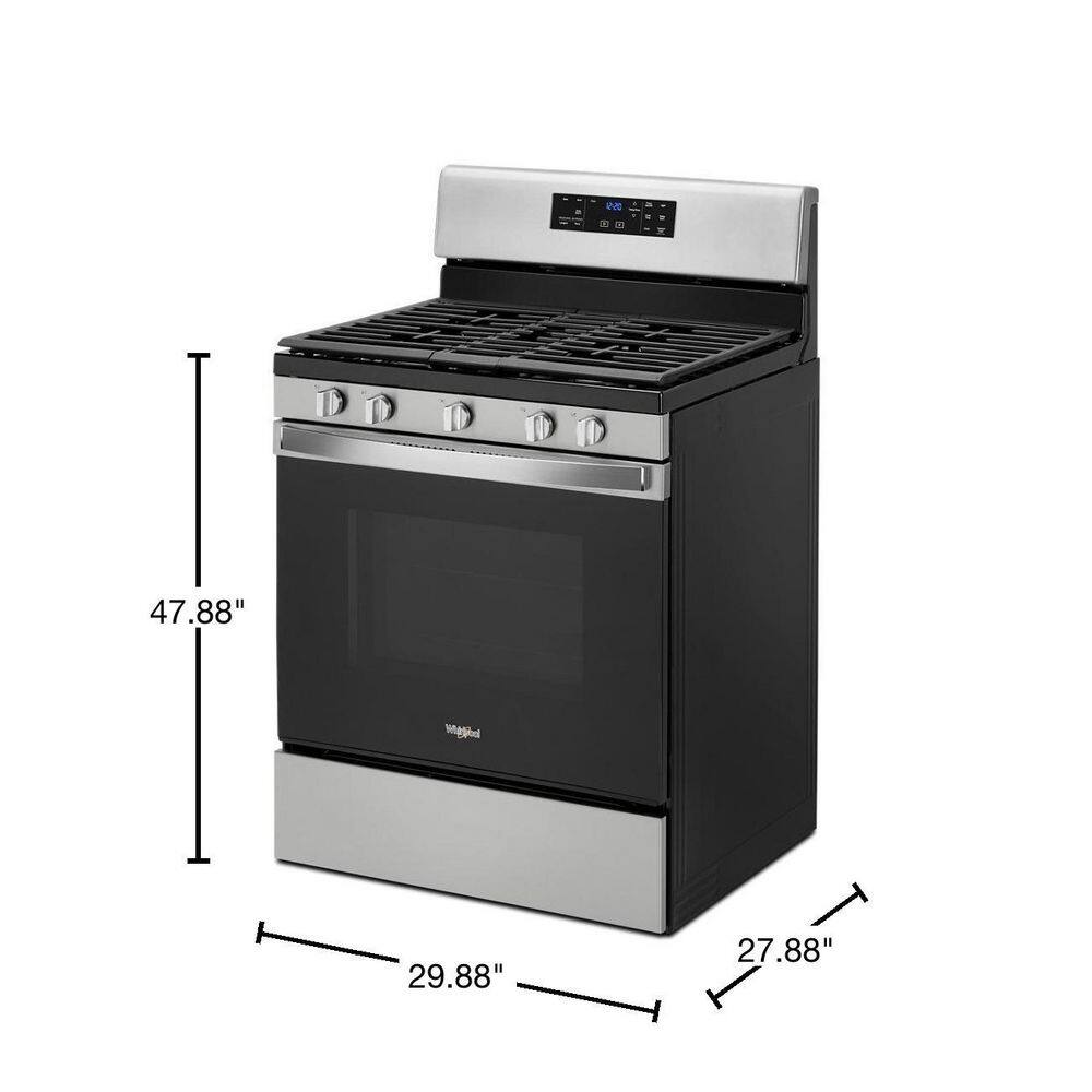 Whirlpool 5.0 cu. ft. Gas Range with Self Cleaning and Center Oval Burner in Fingerprint Resistant Stainless Steel WFG525S0JZ