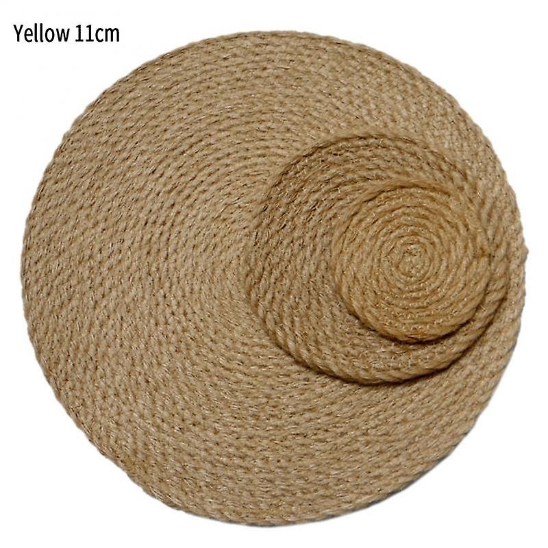 Handmade Woven Round Placemat Table Mat Pad Heat Resistant Bowls Coffee Cups Coaster Tableware Mat Home Decoration Kitchen Tool