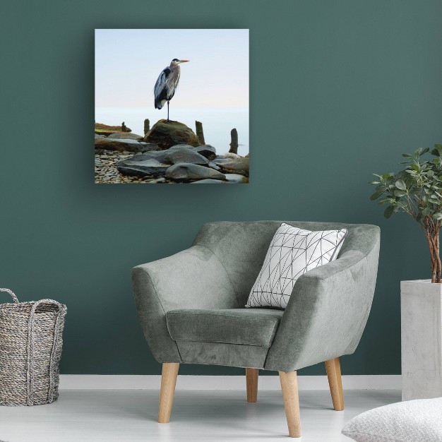 X 24 quot James Mcloughlin x27 beachscape Heron I x27 Unframed Wall Canvas Trademark Fine Art