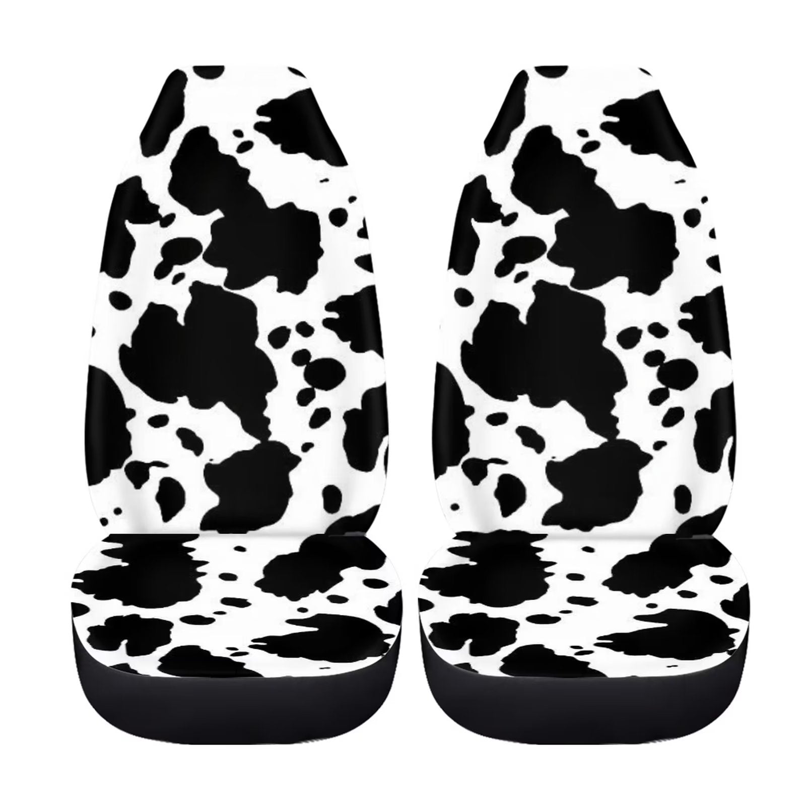 Diaonm Car Seat Covers Cow Print Novelty Design Black Decorative Set of 2 Auto Accessories Protectors Car Decor Universal Fit for Car Truck SUV