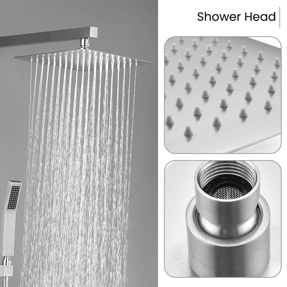 Utopia 4niture Jera Single-Handle 3-Spray Tub and Shower Faucet with 10 in. Wall Mount Shower Head in Brushed Nickel (Valve Included) HATH6203NS