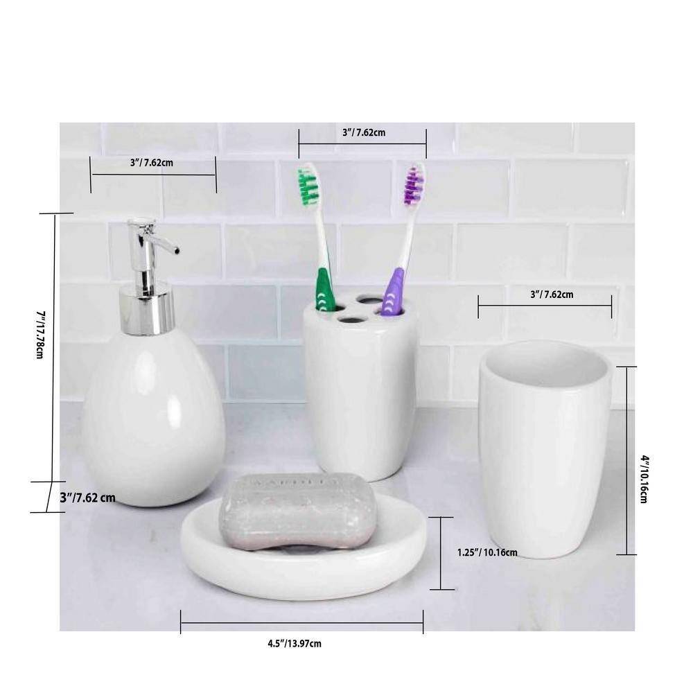 Home Basics 4-Piece Bath Accessory Set in White HDC50651