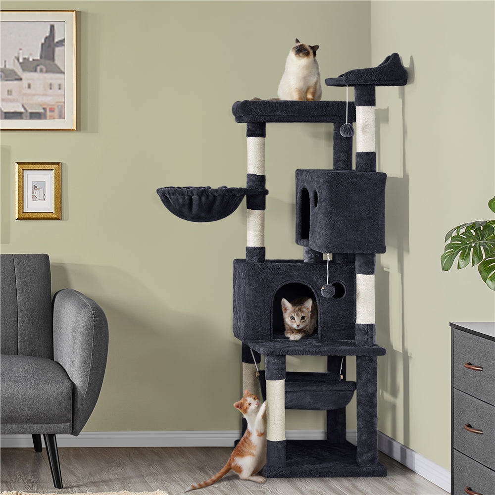 Yaheetech 64'' Multi-level Cat Tree Cat Tower， Black