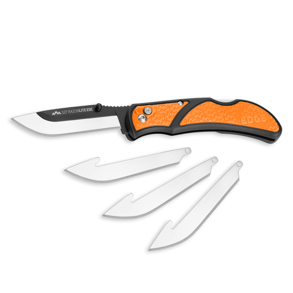 Outdoor Edge RazorLite EDC Folding Knife Orange 3 with 4 Blades ;