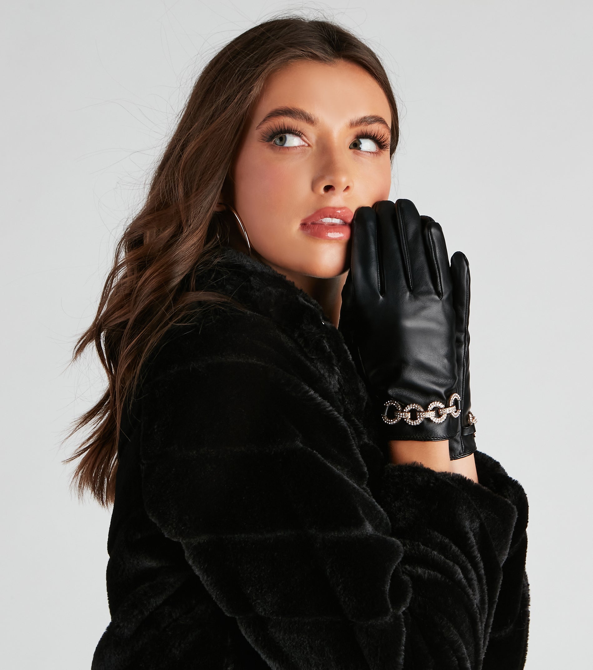 Elevated Glam Rhinestone Chain Gloves