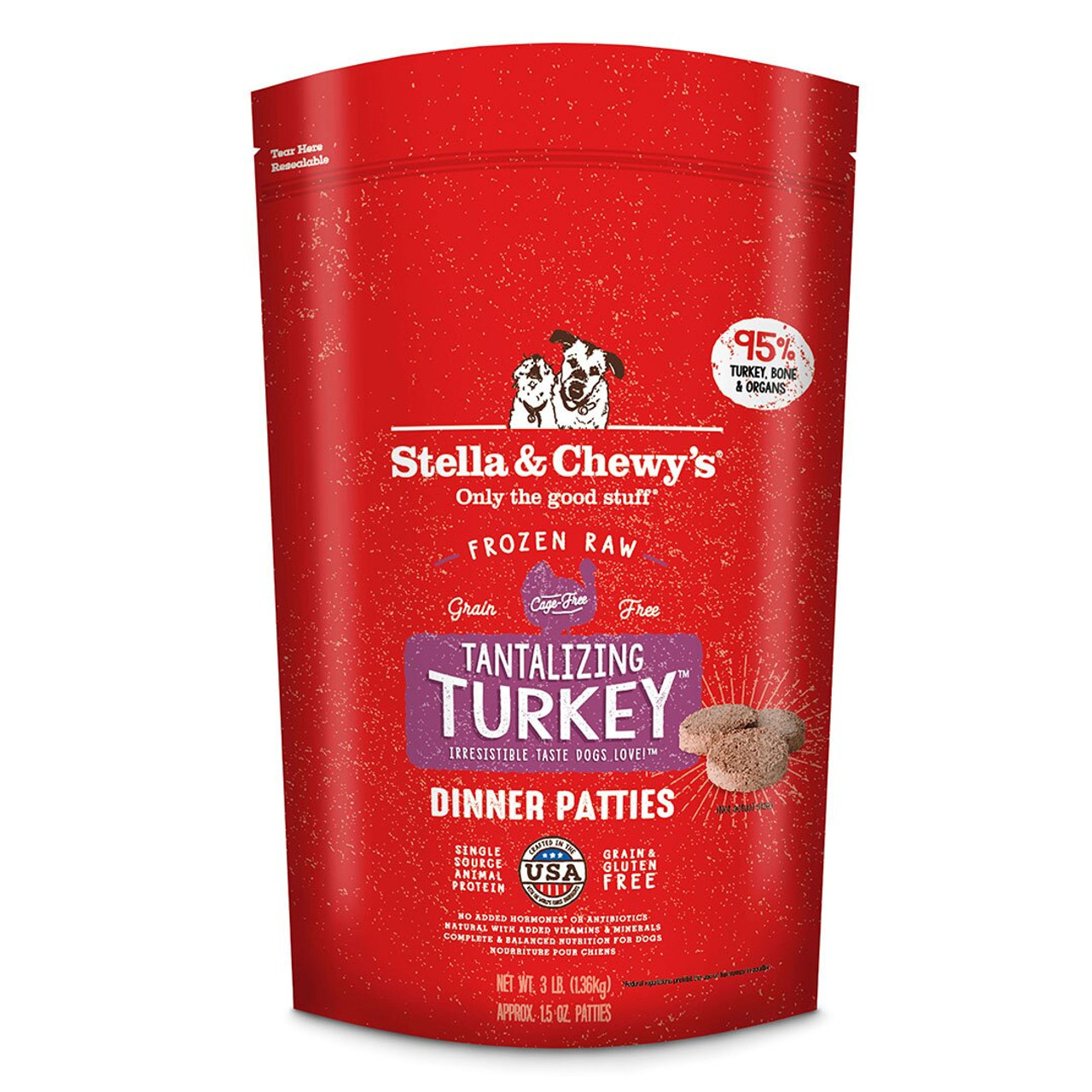 Stella and Chewy's Frozen Raw Tantalizing Turkey Dinner Patties Dog Food