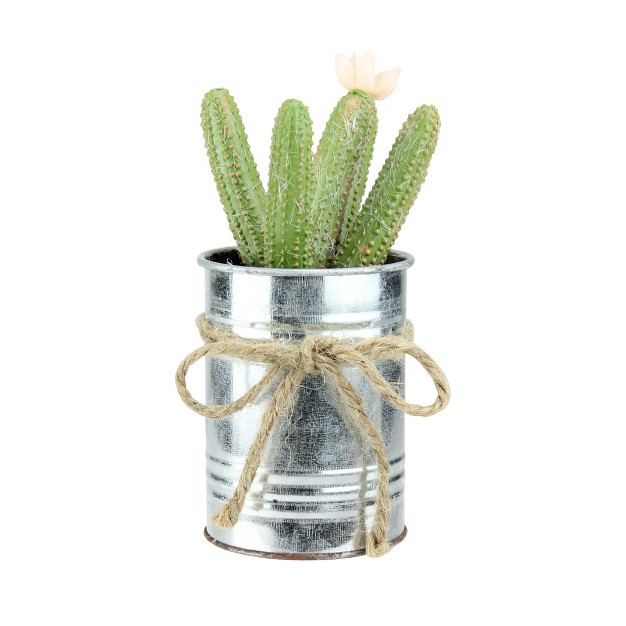 Columnar Cactus Artificial Potted Plant Green silver