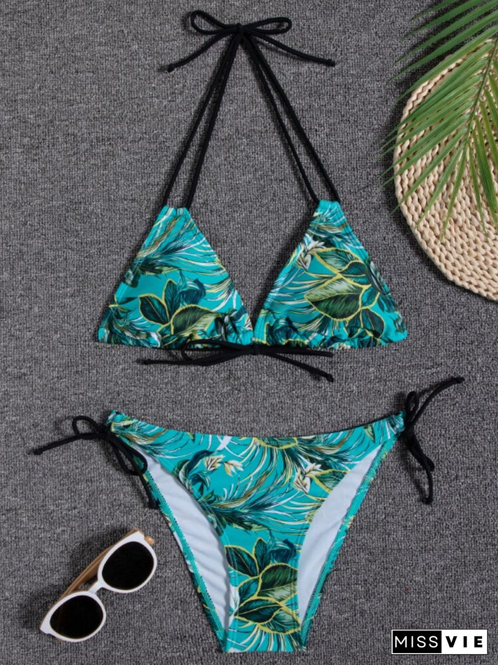 New Multi-color Printed Neck Strap Halter Sexy Split Bikini Swimsuit Ladies 2-piece Swimsuit Swimming Suit For Women Bikini Set