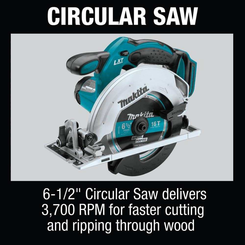 Makita 18V Lithium-Ion Cordless 6-Piece Kit (Drill-Driver/ Impact Driver/ Circular Saw/ Recipro Saw/ Vacuum/ Light) 3.0Ah XT614SX1